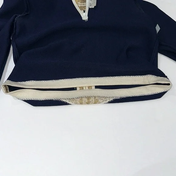 St John Evening Blue And Metallic Gold Embroidered Knit Sweater - Picture 6 of 16